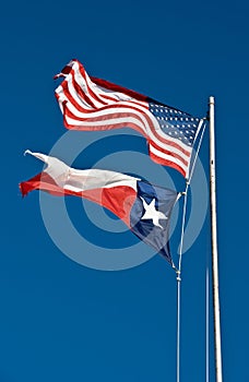 American and Texas flags