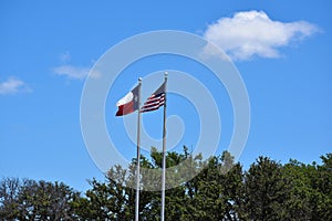 American and Texas Flags