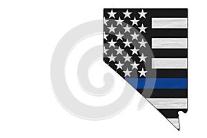 American thin blue line flag on map of Nevada