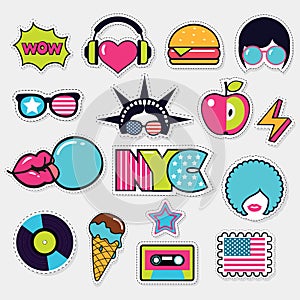 American trendy color patches, stickers and pins