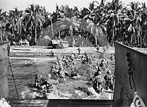 American troops storming the beaches during World War II photo