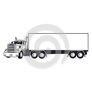 American Truck - black and white vector illustration