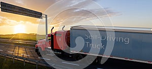 American truck from Mack in autonomous driving version photo