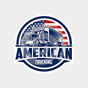 American trucking logo emblem vector isolated. Best for truck and freight related industry