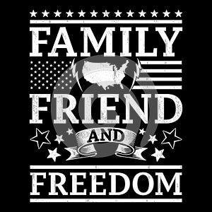 American typography design, family friend and freedom lettering