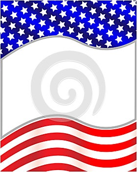 American US flag Patriotic decorative frame wave pattern.