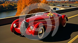 American vintage car from the 1930s, classic vehicle design of the 20th century nostalgia
