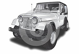 American Vintage Jeep Illustration.isolated on white background
