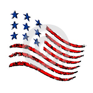 American wave flag grunge Independence Day symbol