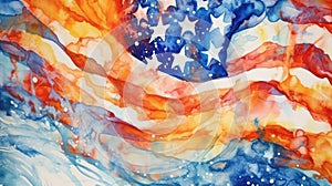 American Wave Flag. The Statue of Liberty. July 4 Concept. Happy 4th of July - Independence Day