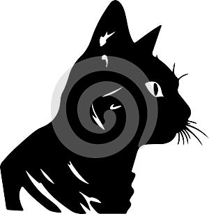 American Wirehair Cat Black Silhouette Generative Ai photo