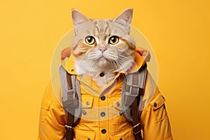 American Wirehair Cat Dressed As A Tourist