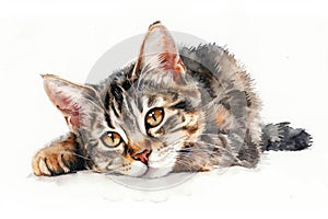 American Wirehair watercolor, isolated on white background photo