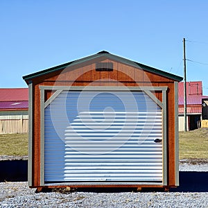 American wooden shed with garage sliding door style