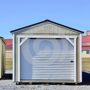 American wooden shed with garage sliding door style