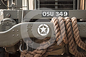 American WW2 military armoured vehicle with tow rope