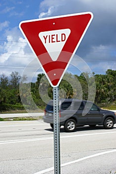 American yield road sign