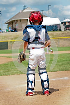 American youth little league catcher