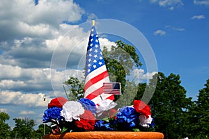 Americana Patriotism - Flag and Carnations