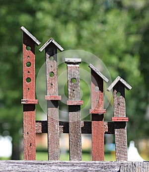Americana Wooden Yard Art Birdhouses