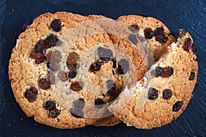 Americano cookies with raisins. The closeup view.