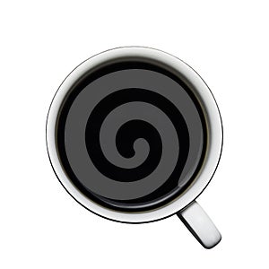 Americano or espresso black coffee isolated on white background.