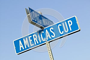 Americas Cup street sign in Newport, Rhode Island