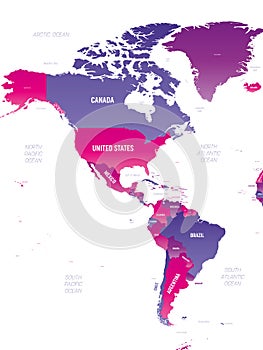 Americas detailed political map with lables