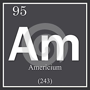 Americium chemical element, dark square symbol