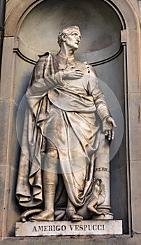 Amerigo Vespucci Italian Navigator Statue Uffizi Gallery Florence Italy