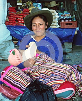 Amerindian woman with child