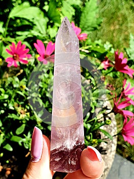 Amethist Amethyst Obelisk Point Crystal Cluster Gemstonem Quartz Flower