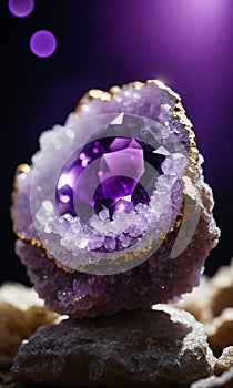 amethyst on the black background. amethyst is a natural mineral.