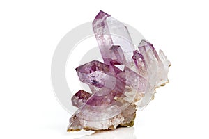 Amethyst Crystal Druse macro mineral on white background