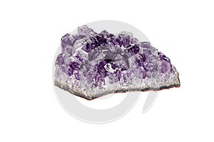 Amethyst Crystal Druse  macro mineral on white background