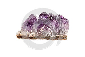 Amethyst Crystal Druse  macro mineral on white background