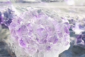 Amethyst Crystal Healing Stones With Clouds For Meditational Therapy photo