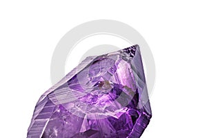 amethyst crystal point isolated on white blackground