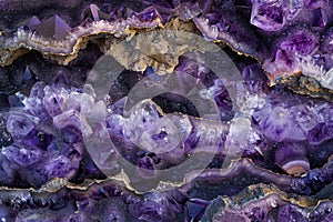 Amethyst Crystal, Purple Quartz Raw Gemstone Amethyst Druse Pattern, Generative AI Illustration photo