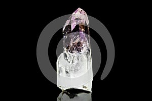 Amethyst crystal quartz, black background, mineral stone, healing