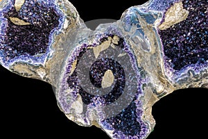 Amethyst Crystals in nature. Geode crystals.