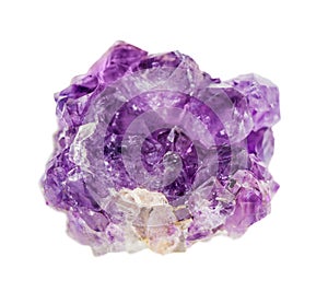Amethyst crystals on a white background