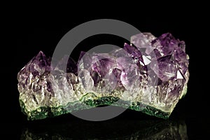 Amethyst druse, black background photo