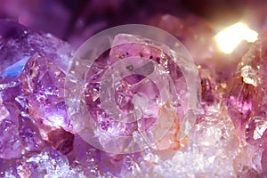 Amethyst, natural crystal druse cluster texture photo