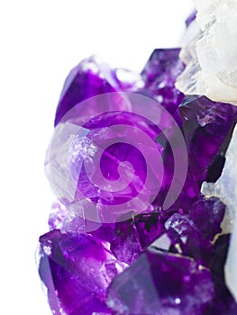 Amethyst druse on white