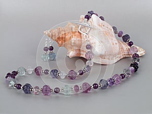 Amethyst and fluorite necklace