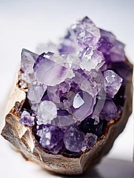 amethyst geode crystals in natural light
