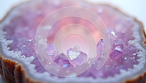 Amethyst Geode Sparkling Crystals in Light Purple Hue