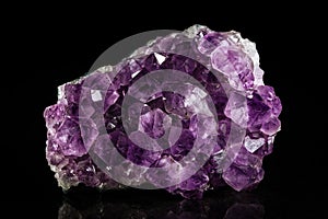 Amethyst mineral stone, black background