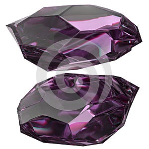 Amethyst ore-like power stone Clear beautiful isolated Elegant Modern 3D Rendering abstract background